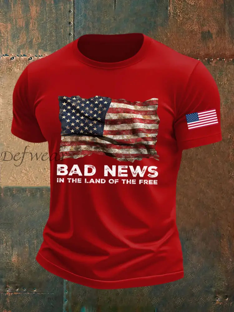 Men’s Bad News In The Land Of The Free Printed T-shirt Pure Red / S