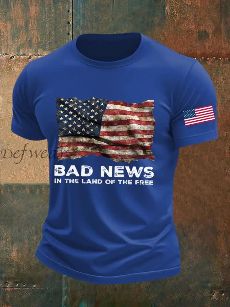 Men’s Bad News In The Land Of The Free Printed T-shirt Royal Blue / S