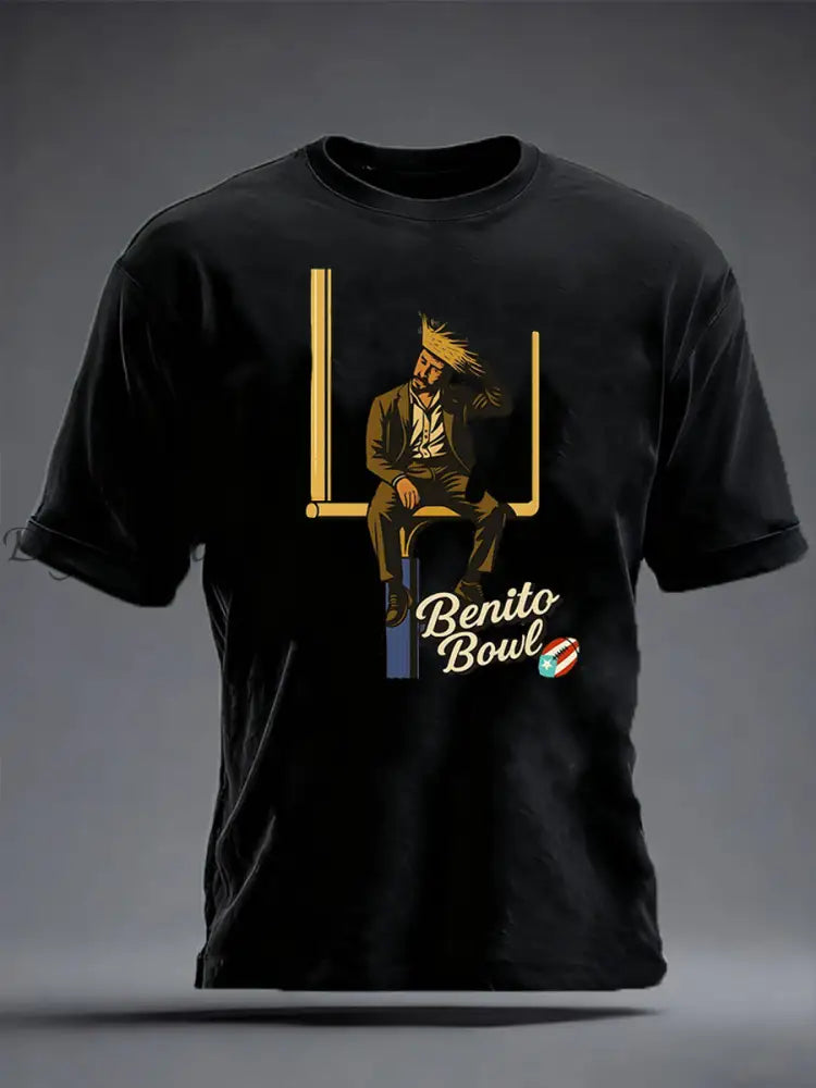 Men’s Benito Bowl imitation cotton short-sleeved T-shirt Black / S