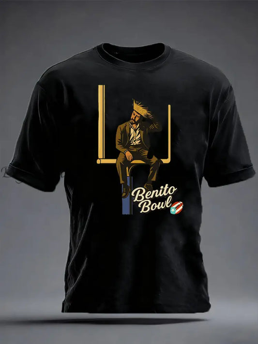 Men’s Benito Bowl imitation cotton short-sleeved T-shirt Black / S