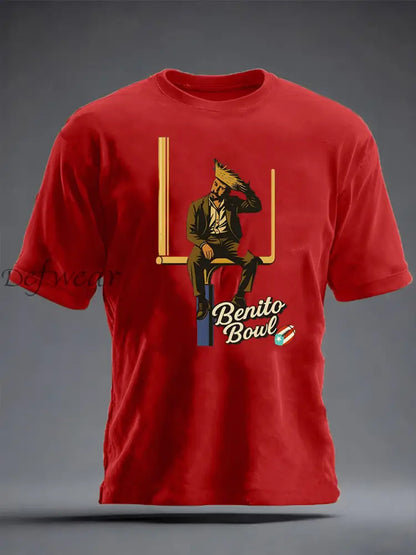 Men’s Benito Bowl imitation cotton short-sleeved T-shirt Pure Red / S