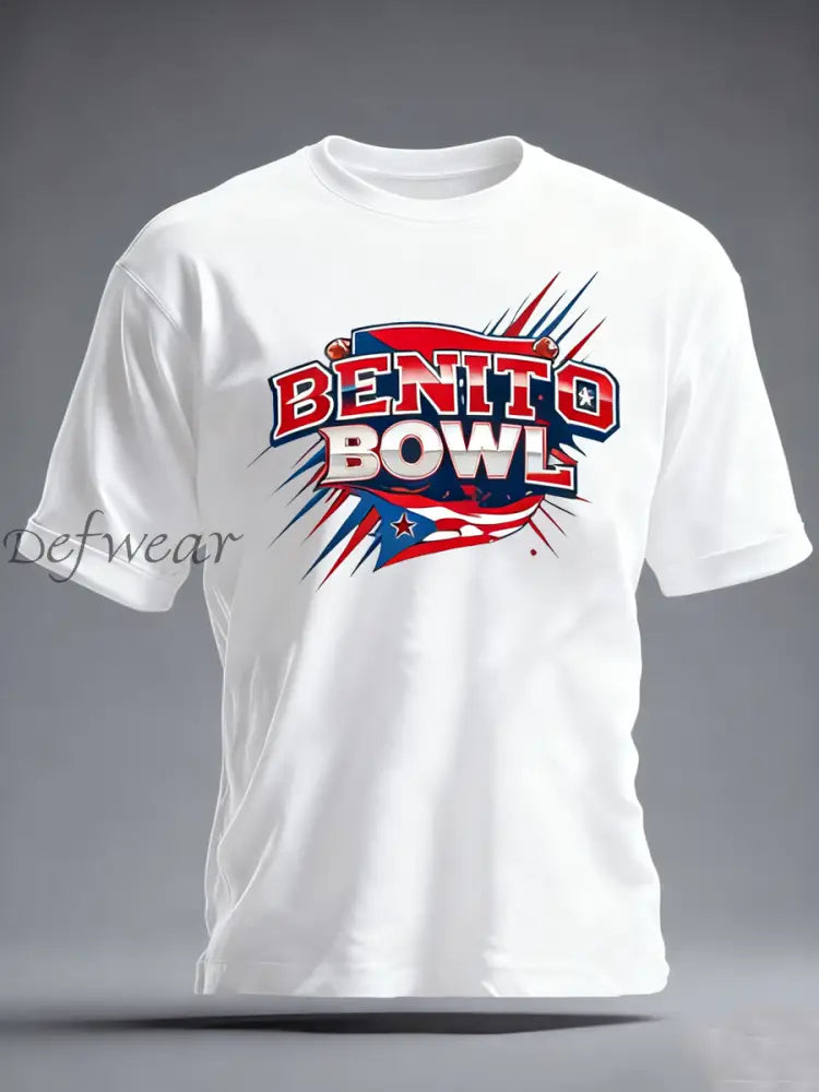 Men’s Benito Bowl imitation cotton short-sleeved T-shirt White / S