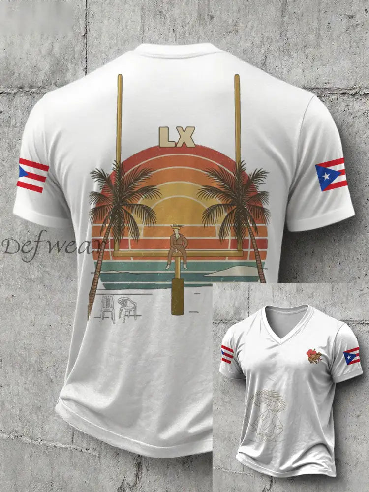 Men’s Bunny Football Music Lover Printed T-shirt White / S