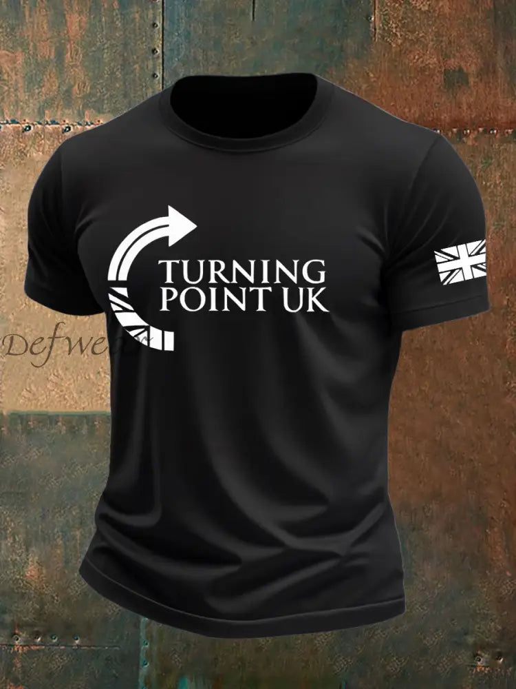 Men’s Charlie Kirk Turning Point imitation cotton short-sleeved T-shirt Black / S