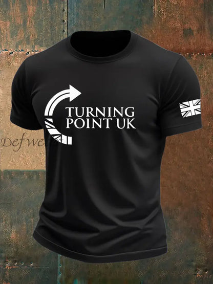 Men’s Charlie Kirk Turning Point imitation cotton short-sleeved T-shirt Black / S