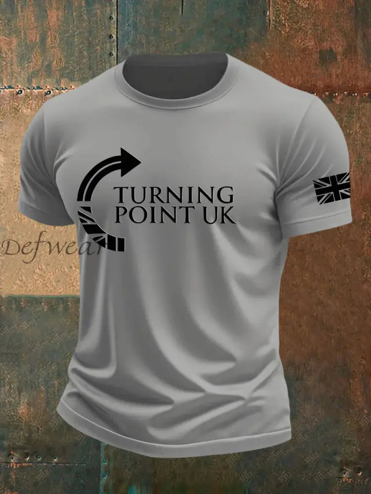 Men’s Charlie Kirk Turning Point imitation cotton short-sleeved T-shirt Light Gray / S