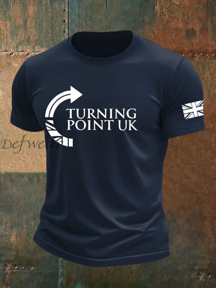 Men’s Charlie Kirk Turning Point imitation cotton short-sleeved T-shirt Navy Blue / S