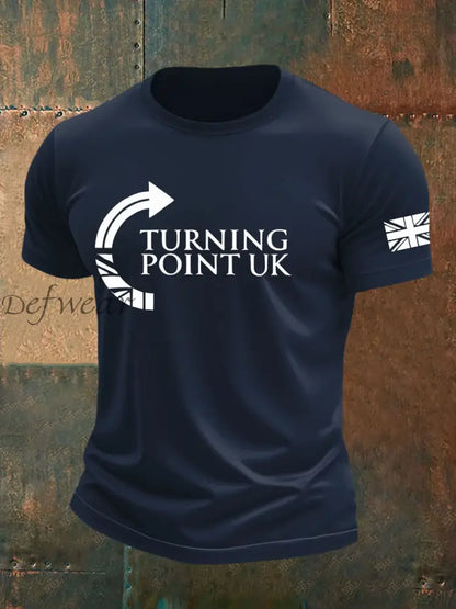 Men’s Charlie Kirk Turning Point imitation cotton short-sleeved T-shirt Navy Blue / S