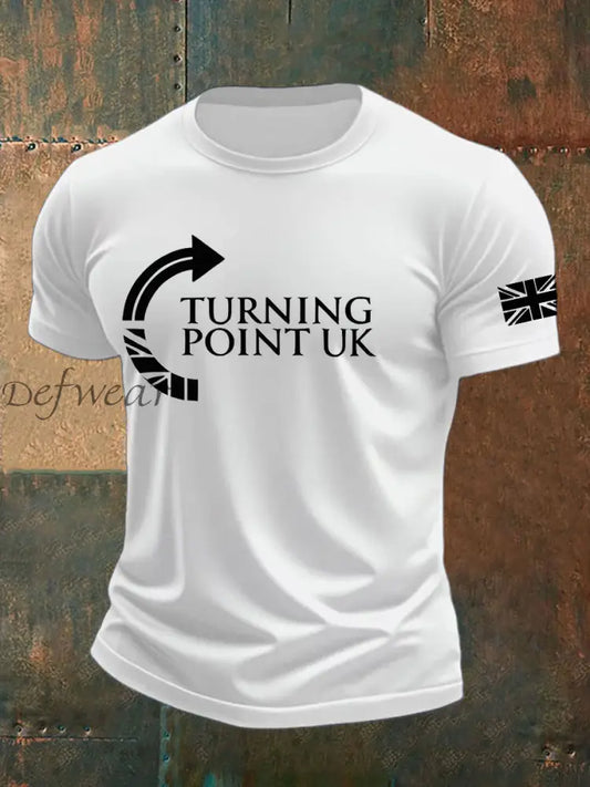 Men’s Charlie Kirk Turning Point imitation cotton short-sleeved T-shirt White / S