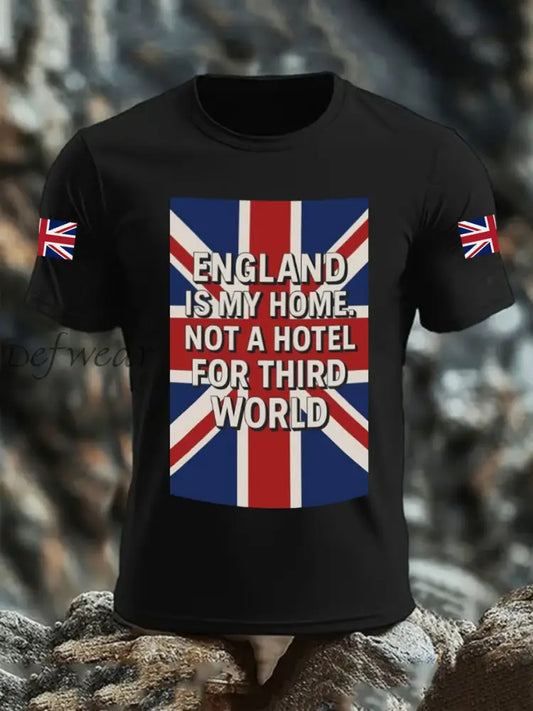 Men’s Englad Is My Home Not A Hotel For Third World Short-sleeved T-shirt Black / S