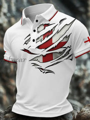Men’s England Flag Art Printed Casual Tops White / S