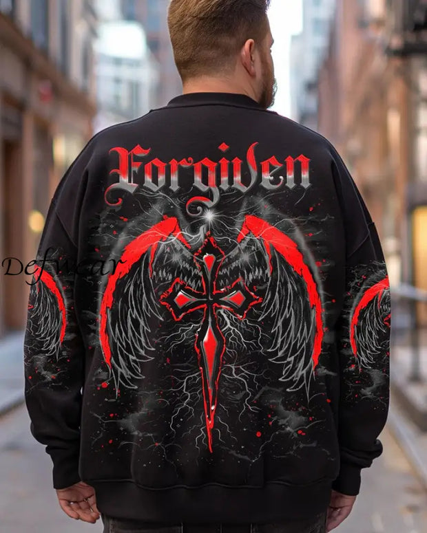 Men’s Forgiven Cross Wings Print Sweatshirt Black / S