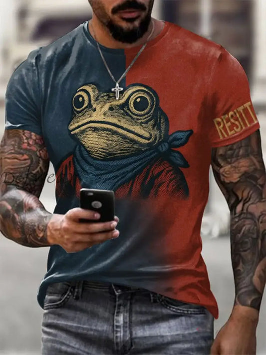 Men’s Frog Resist Short Sleeves T-shirt Blue-Red / S