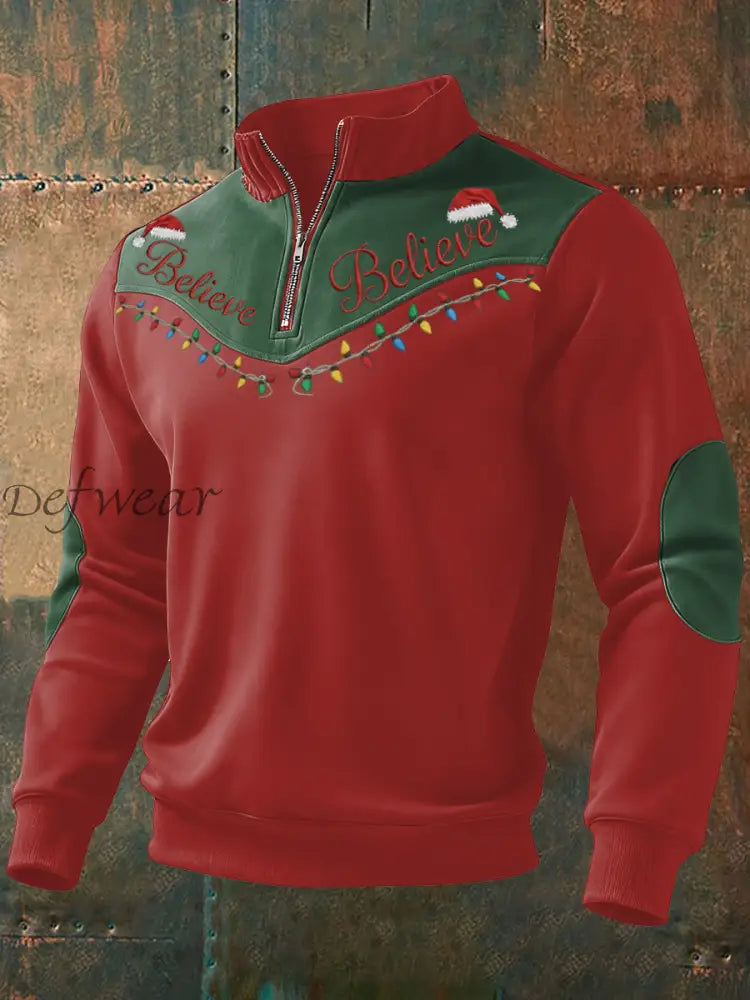 Men’s Funny Christmas Believe Printed Sweatshirt Red / S