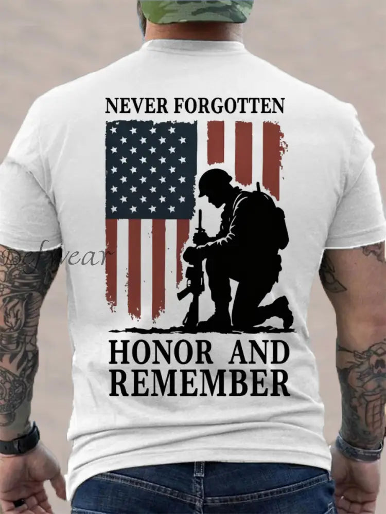 Men’s Honor & Remember USA Veterans USA Flag Print Tee
