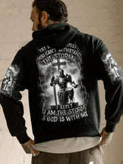 Men’s I Am The Storm And God Is With Me Print Hoodie