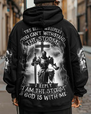 Men’s I Am The Storm And God Is With Me Print Hoodie Black / S