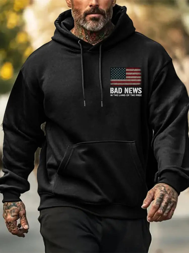 Men’s I Got Some Bad News The Fading Of The Red White And Blue Printed Hoodie