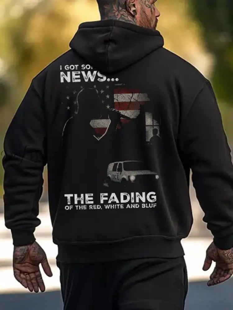 Men’s I Got Some Bad News The Fading Of The Red White And Blue Printed Hoodie Black / S
