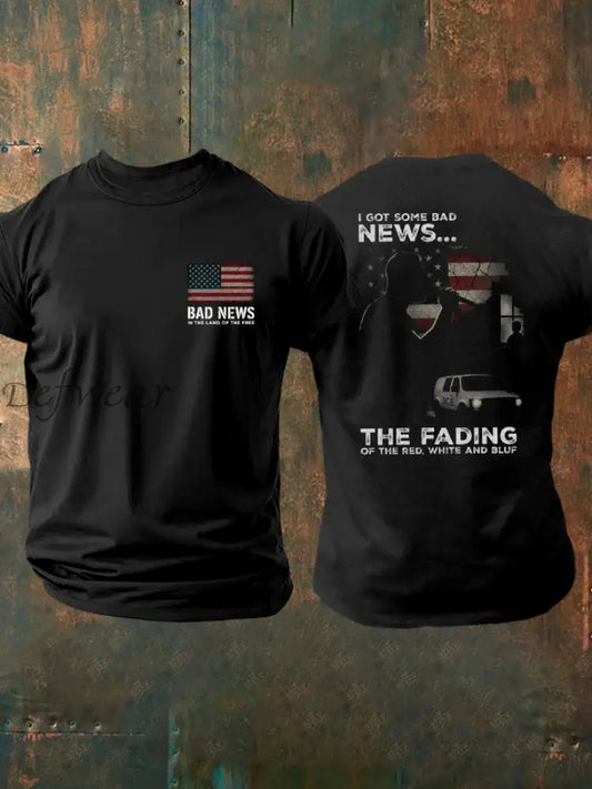 Men’s I Got Some Bad News The Fading Of The Red White And Blue Printed T-shirt Black / S