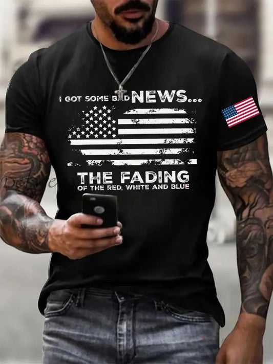 Men’s I Got Some Bad News The Fading Of The Red White And Blue Printed T-shirt Black / S