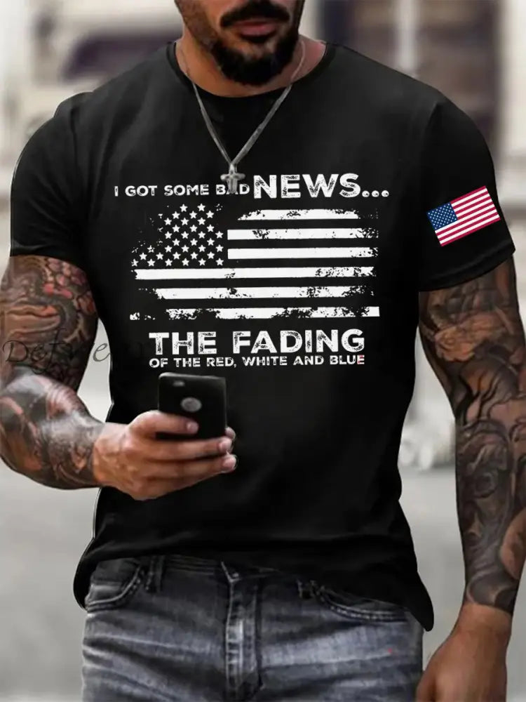 Men’s I Got Some Bad News The Fading Of The Red White And Blue Printed T-shirt Black / S