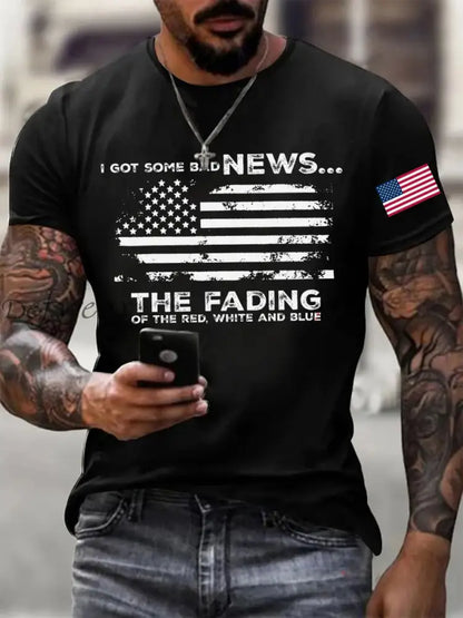Men’s I Got Some Bad News The Fading Of The Red White And Blue Printed T-shirt Black / S