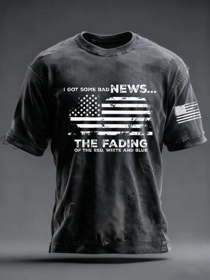Men’s I Got Some Bad News The Fading Of The Red White And Blue Printed T-Shirt Dark Gray / S