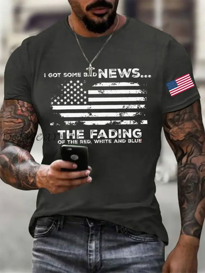 Men’s I Got Some Bad News The Fading Of The Red White And Blue Printed T-shirt Dark Gray / S