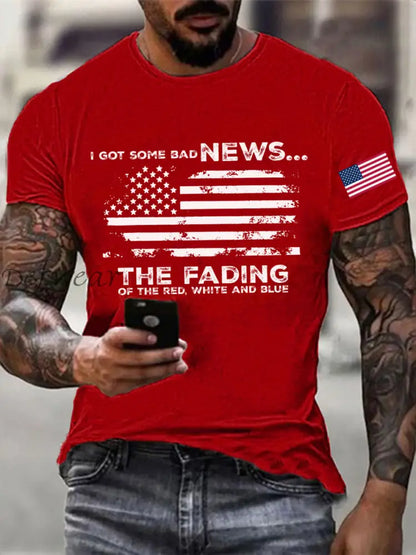 Men’s I Got Some Bad News The Fading Of The Red White And Blue Printed T-shirt Pure Red / S