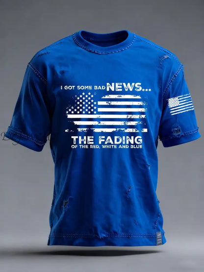 Men’s I Got Some Bad News The Fading Of The Red White And Blue Printed T-Shirt Blue / S