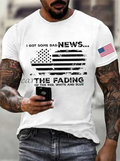 Men’s I Got Some Bad News The Fading Of The Red White And Blue Printed T-shirt White / S