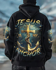 Men’s Jesus Is My Anchor Print Hoodie Black / S