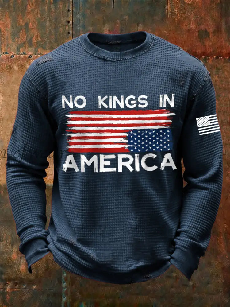 Men’s ’No Kings in America’ T-shirts Blue / S