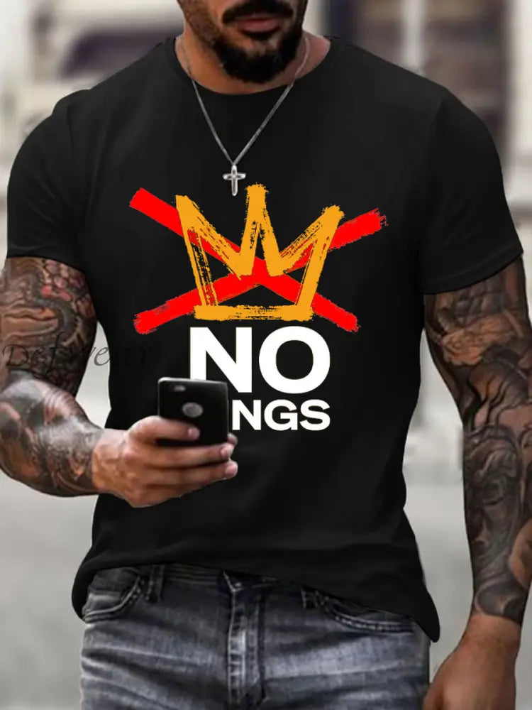 Men’s No Kings Print T-Shirt Black / S