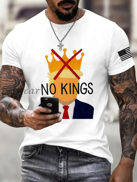 Men’s No Kings Print T-Shirt White / S