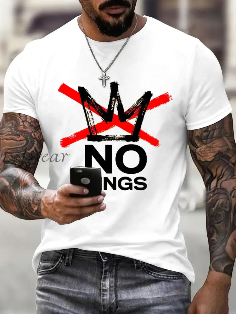 Men’s No Kings Print T-Shirt White / S