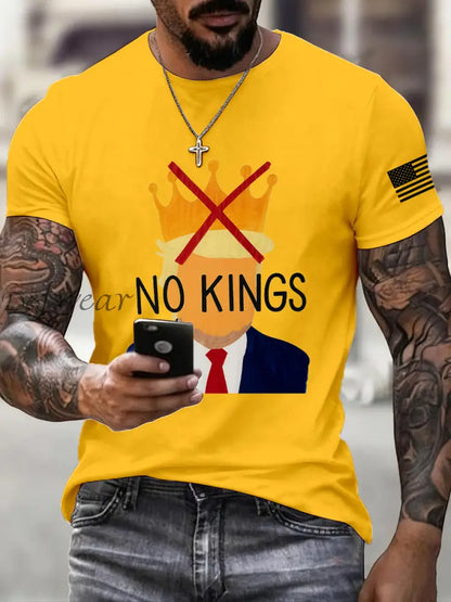 Men’s No Kings Print T-Shirt Yellow / S