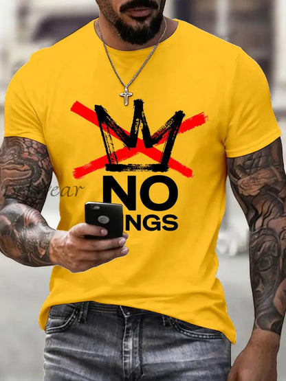 Men’s No Kings Print T-Shirt Yellow / S