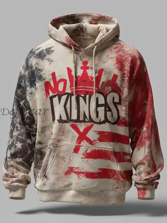 Men’s No Kings Printed Casual Hoodie As picture / S