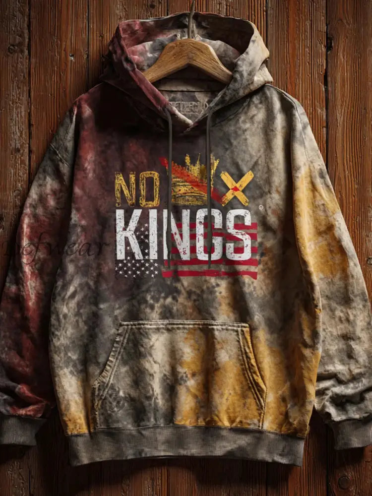 Men’s No Kings Printed Casual Hoodie As picture / S