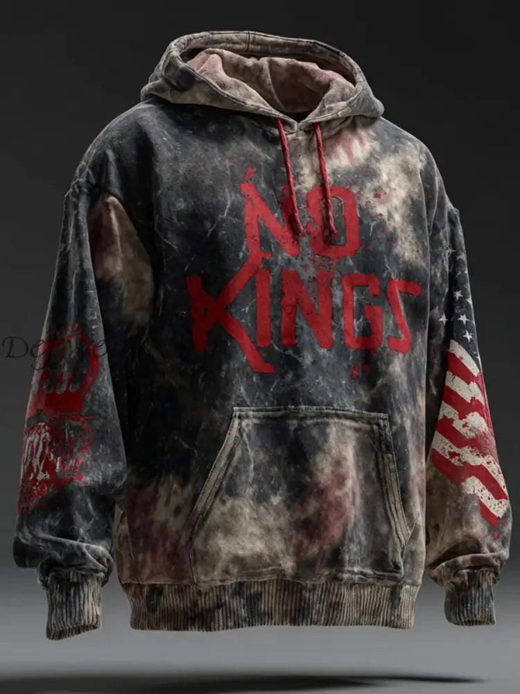 Men’s No Kings Printed Casual Hoodie As picture / S
