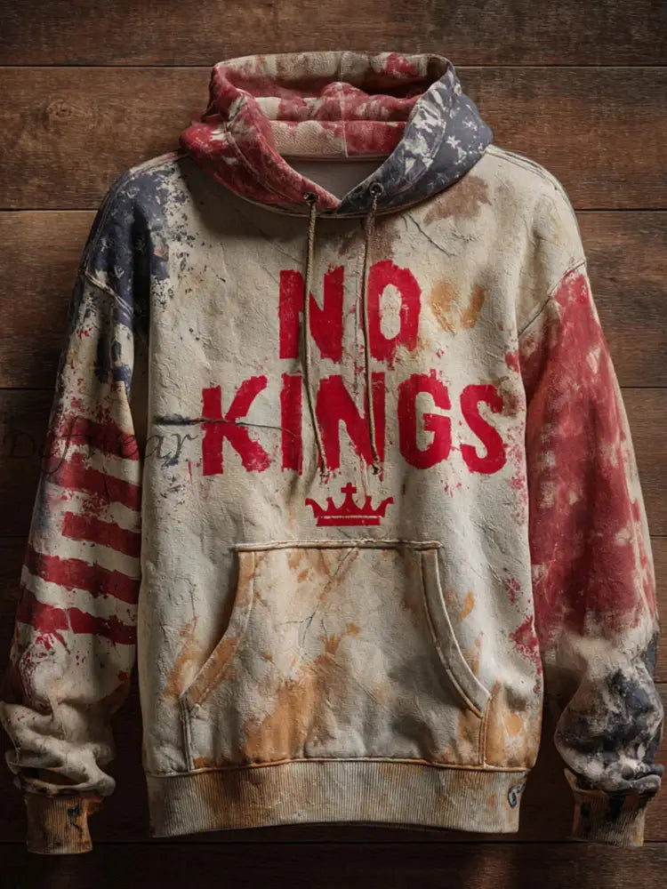 Men’s No Kings Printed Casual Hoodie As picture / S