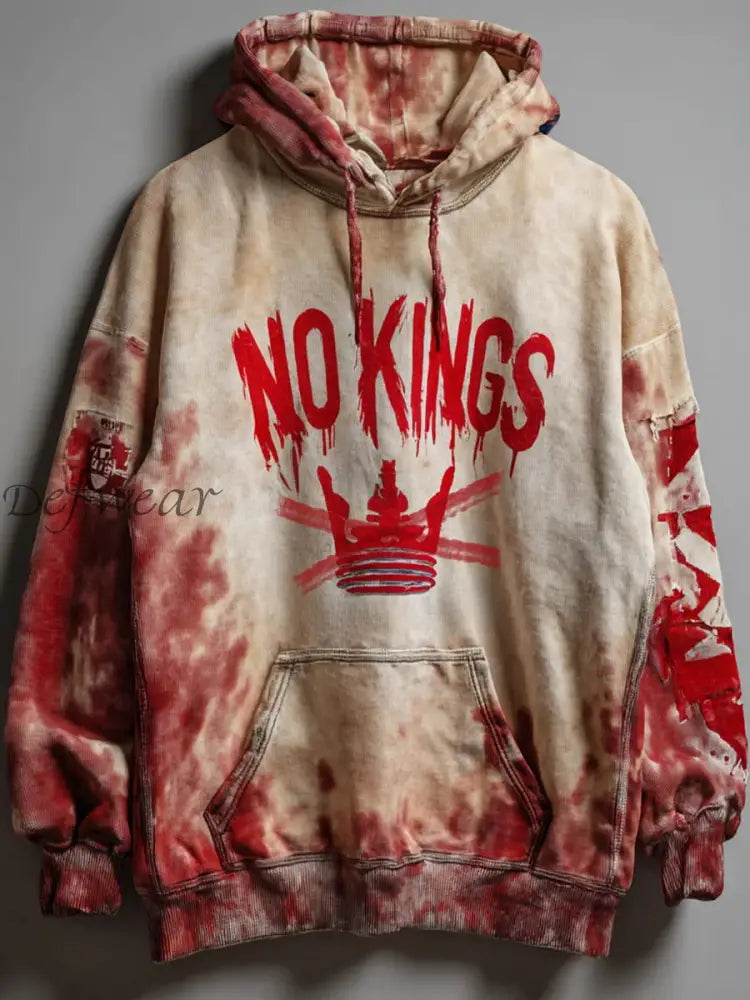 Men’s No Kings Printed Casual Hoodie As picture / S