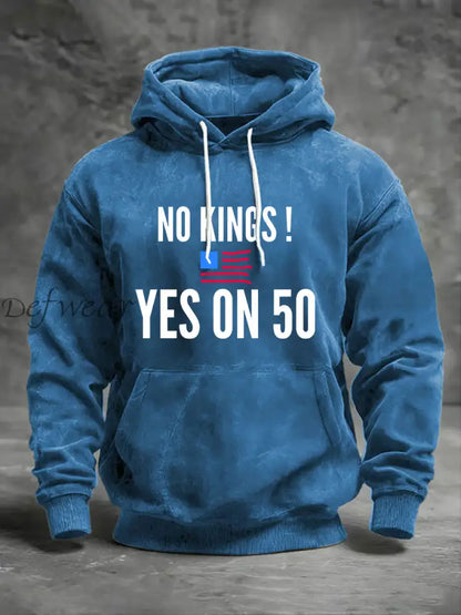 Men’s No Kings Printed Casual Hoodie Blue / S