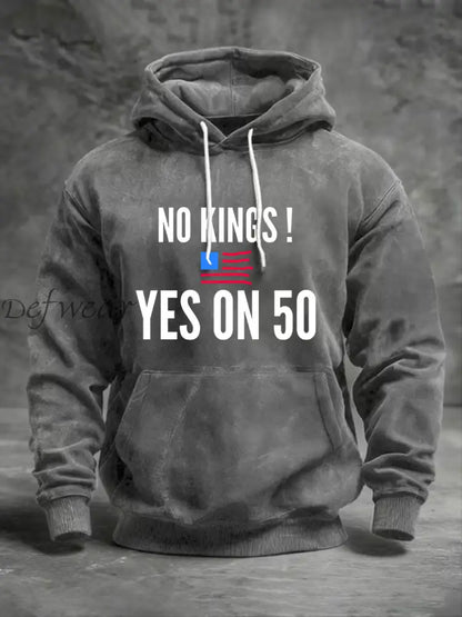 Men’s No Kings Printed Casual Hoodie Gray / S