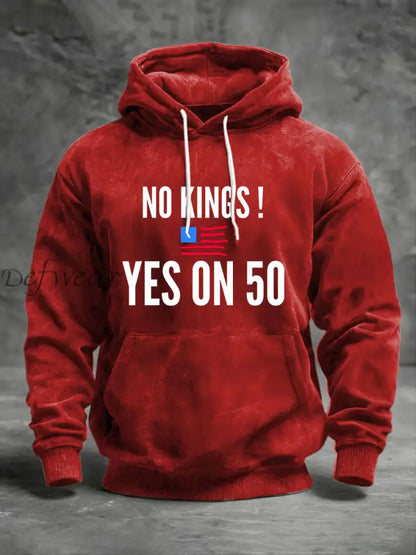 Men’s No Kings Printed Casual Hoodie Red / S