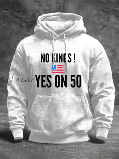 Men’s No Kings Printed Casual Hoodie White / S