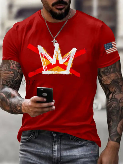 Men’s No Kings Printed Casual T-shirt Red / S