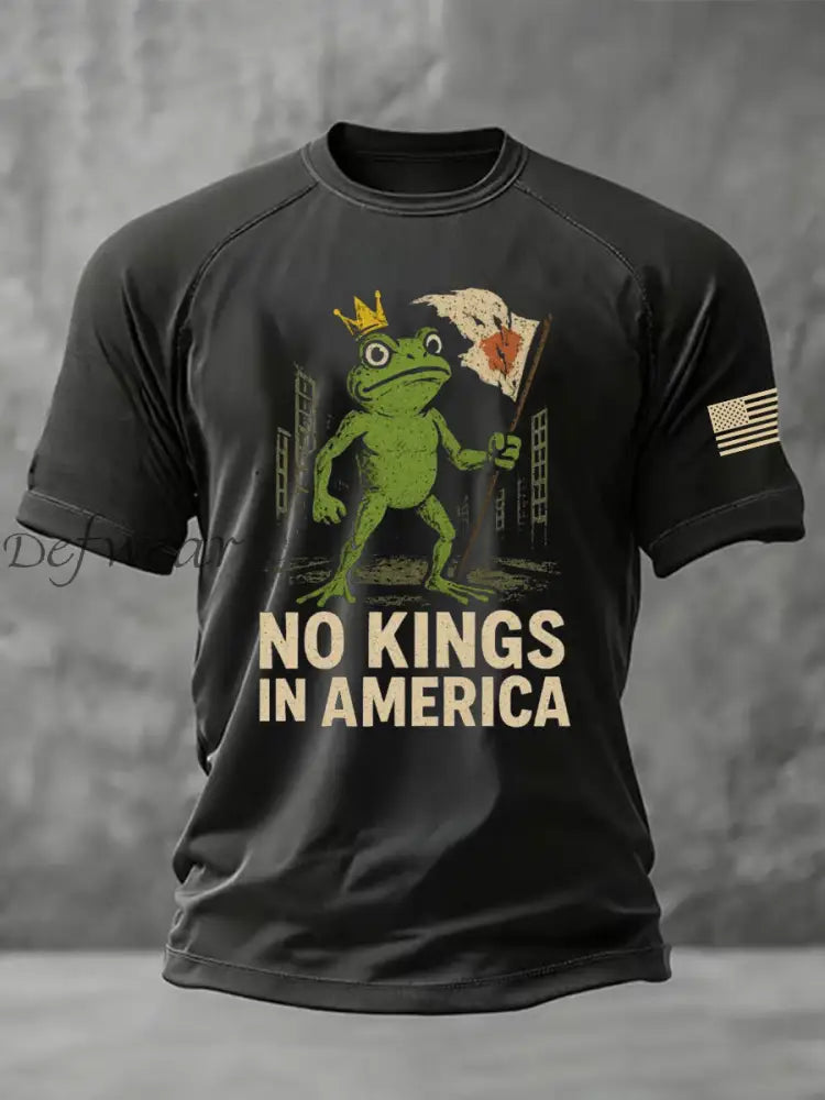 Men’s No Kings Resist Frog Printed Casual short sleeves t-shirt Black / S